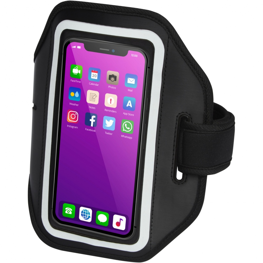 Logotrade Werbeartikel das Foto: Haile reflektierendes Smartphone Armband mit transparenter Abdeckung