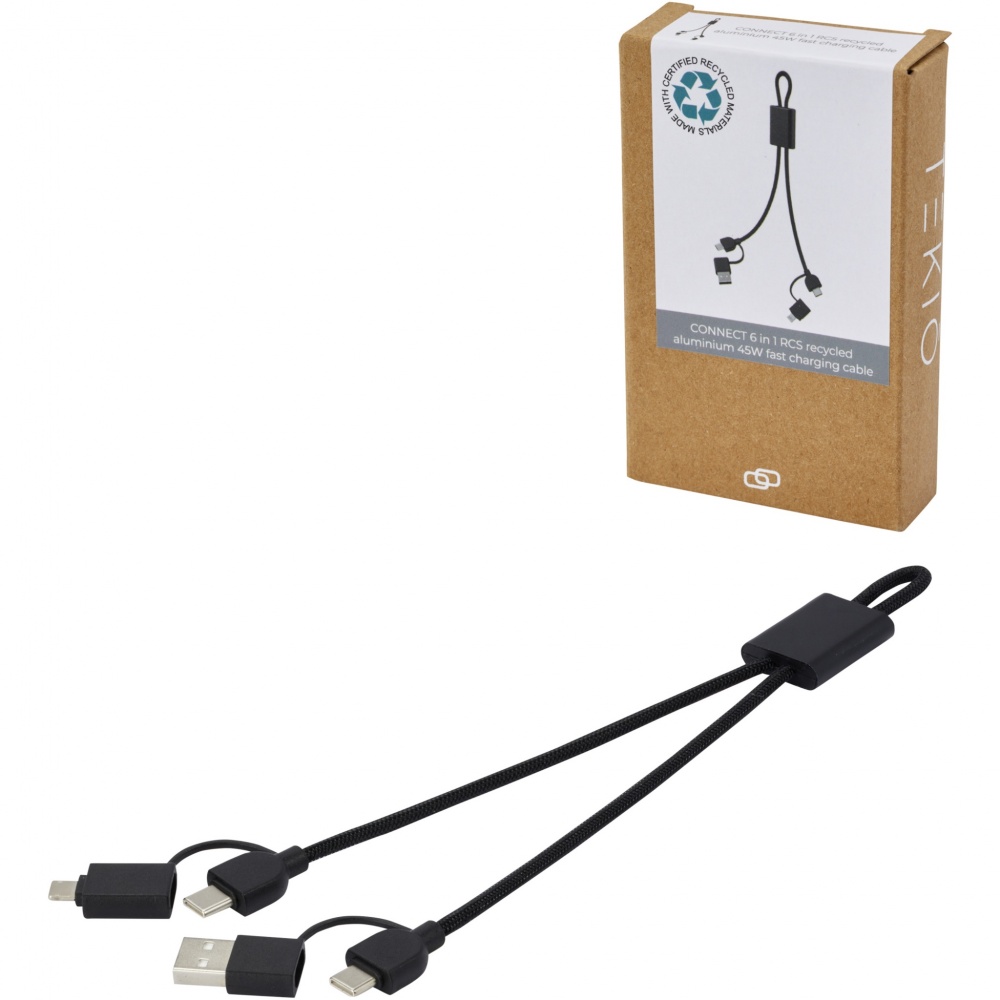 Logotrade Logogeschenke das Foto: Connect 6-in-1 45W Schnelllade- & Datentransferkabel aus recyceltem RCS Aluminium