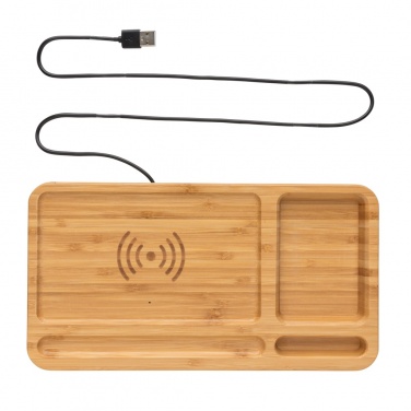 Logotrade Geschäftsgeschenke das Foto: Bambus Desk Organizer mit 10W Wireless Charger