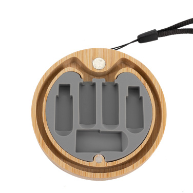 Logotrade Firmengeschenke das Foto: 4in1 Kabel im Holzetui, LH-ZM01