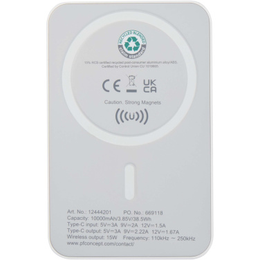 Logotrade werbemittel das Foto: Acrab 15 W 10.000 mAh magnetische kabellose Powerbank mit 20 W PD aus recyceltem Kunststoff
