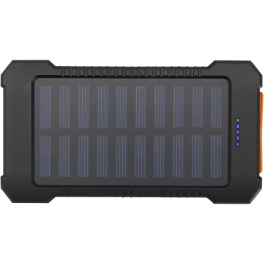 Logotrade Werbeartikel das Foto: Altair 10 W 5000 mAh robuste Solar Powerbank aus recyceltem Kunststoff mit integrierter Taschenlampe