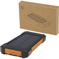 Altair 10 W 5000 mAh robuste Solar Powerbank aus recyceltem Kunststoff mit integrierter Taschenlampe, Tiefschwarz