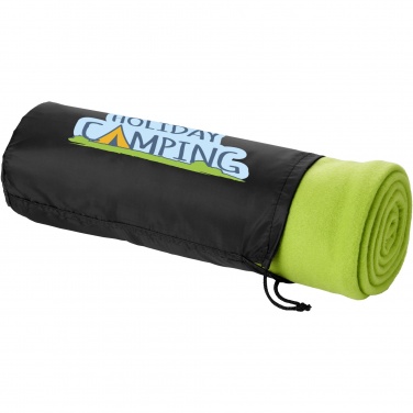 Logo trade corporate gift photo of: Huggy fleece plaid blanket with carry pouch