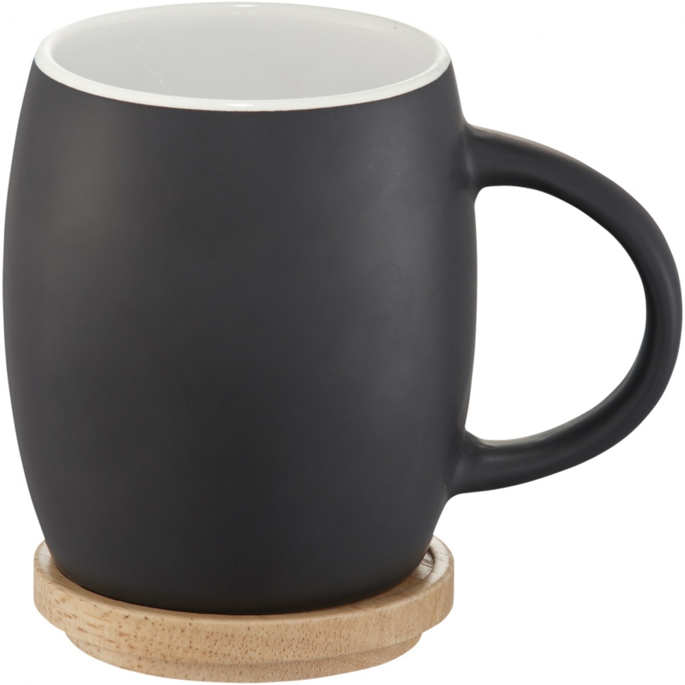 Logotrade promotional product picture of: Hearth 400 ml ceramic mug with wooden coaster