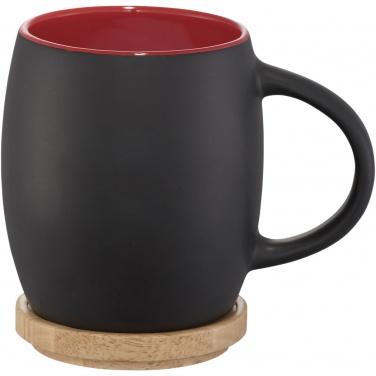 Logo trade promotional giveaways picture of: Hearth 400 ml ceramic mug with wooden coaster