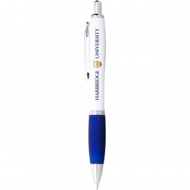 Logo trade advertising products picture of: Nash ballpoint pen with white barrel and coloured grip