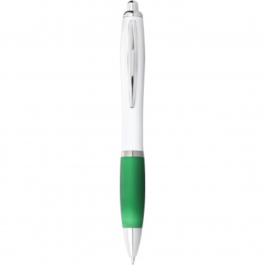 Logo trade business gifts image of: Nash ballpoint pen with white barrel and coloured grip