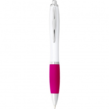 Logo trade promotional items picture of: Nash ballpoint pen with white barrel and coloured grip