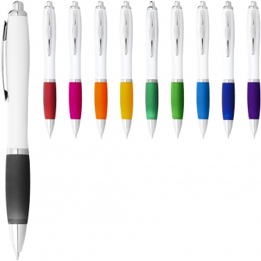 Logotrade business gift image of: Nash ballpoint pen white barrel and coloured grip