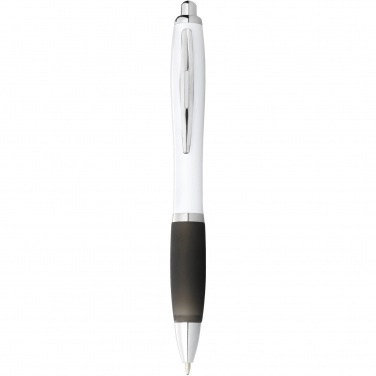 Logo trade promotional giveaways image of: Nash ballpoint pen white barrel and coloured grip