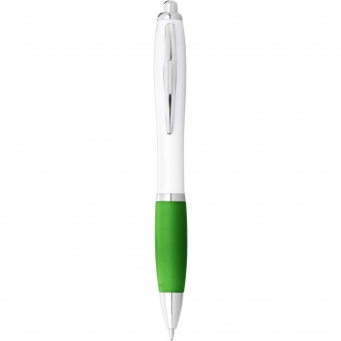 Logo trade promotional merchandise photo of: Nash ballpoint pen white barrel and coloured grip