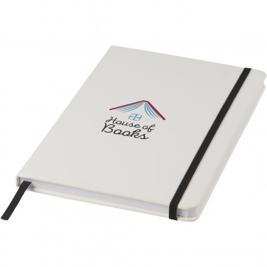 Logotrade promotional item picture of: Spectrum A5 white notebook with coloured strap