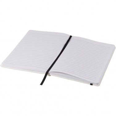 Logo trade promotional gifts image of: Spectrum A5 white notebook with coloured strap