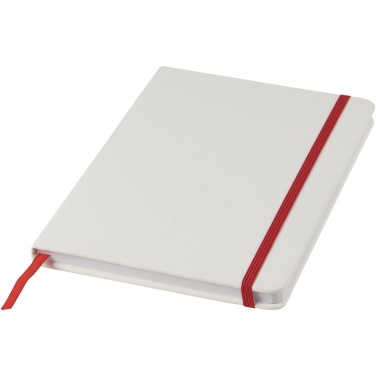 Logotrade promotional giveaway image of: Spectrum A5 white notebook with coloured strap