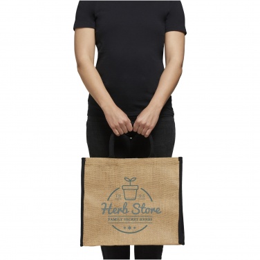 Logo trade promotional gifts image of: Harry coloured edge jute tote bag 25L