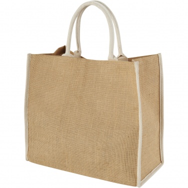 Logo trade promotional giveaway photo of: Harry coloured edge jute tote bag 25L