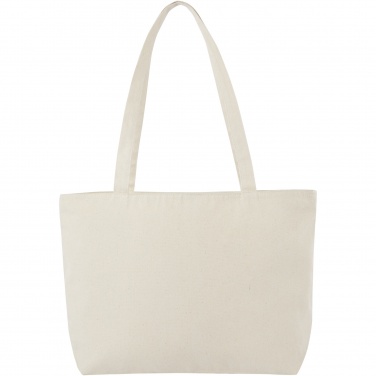Logo trade business gifts image of: Ningbo 320 g/m² zippered cotton tote bag 15L