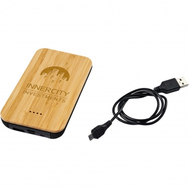 Logo trade corporate gifts image of: Future 6000 mAh bamboo/fabric wireless power bank