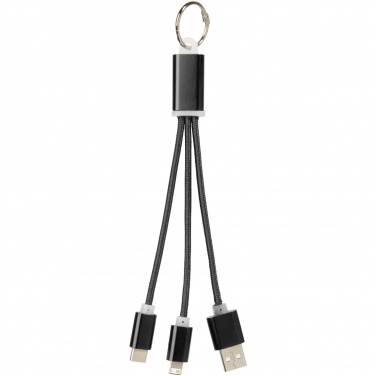 Logo trade promotional gift photo of: Metal 3-in-1 charging cable with keychain