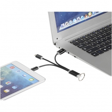 Logo trade promotional items image of: Metal 3-in-1 charging cable with keychain
