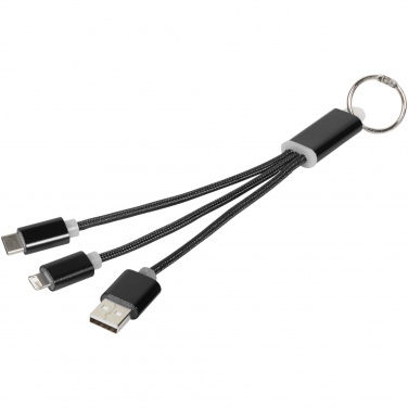 Logo trade promotional product photo of: Metal 3-in-1 charging cable with keychain