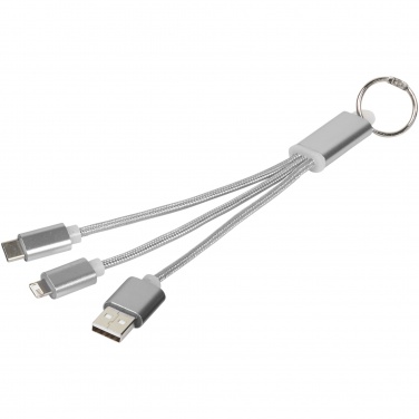 Logo trade advertising products picture of: Metal 3-in-1 charging cable with keychain