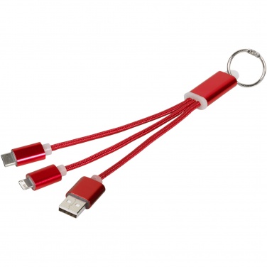 Logo trade promotional product photo of: Metal 3-in-1 charging cable with keychain