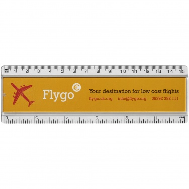 Logo trade promotional giveaways image of: Ellison 15 cm plastic insert ruler