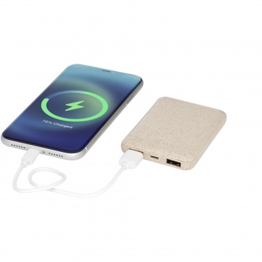 Logo trade promotional gift photo of: Asama 5000 mAh wheat straw power bank