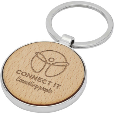 Logo trade promotional gifts image of: Moreno beech wood round keychain