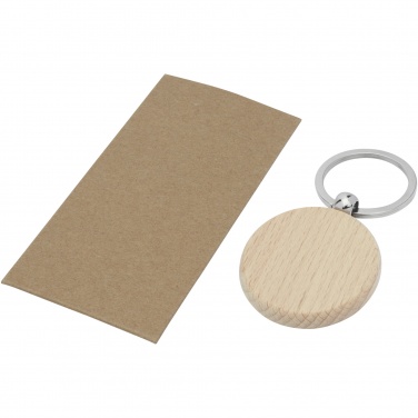 Logo trade corporate gifts image of: Giovanni beech wood round keychain