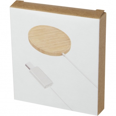 Logotrade promotional product image of: Atra 10W bamboo magnetic wireless charging pad