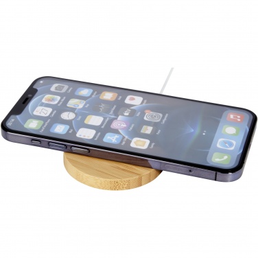 Logo trade promotional gifts picture of: Atra 10W bamboo magnetic wireless charging pad