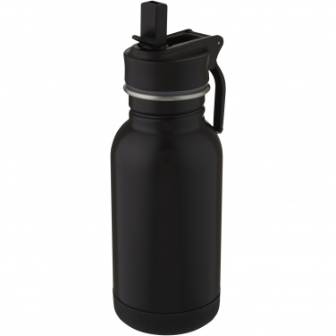 Logo trade business gifts image of: Lina 400 ml stainless steel sport bottle with straw and loop