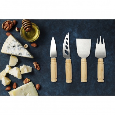 Logo trade promotional items picture of: Cheds 4-piece bamboo cheese set