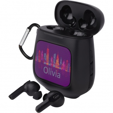 Logo trade promotional giveaway photo of: Remix auto pair True Wireless earbuds and speaker