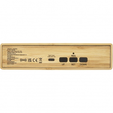 Logotrade business gift image of: Minata bamboo wireless charger with clock