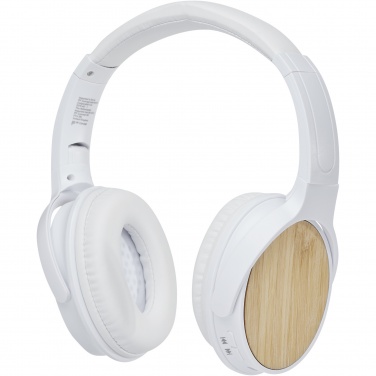 Logo trade promotional items image of: Athos bamboo Bluetooth® headphones with microphone