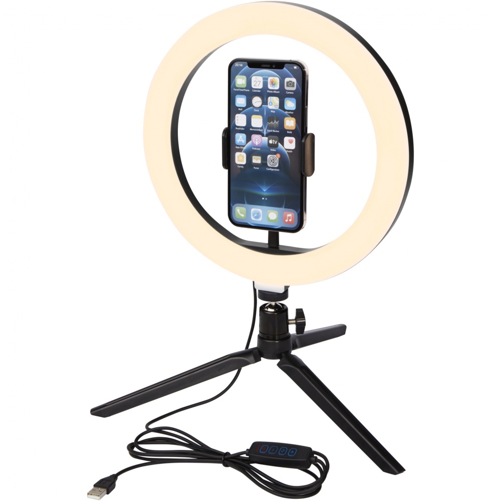Logotrade corporate gift image of: Studio ring light for selfies and vlogging with phone holder and tripod
