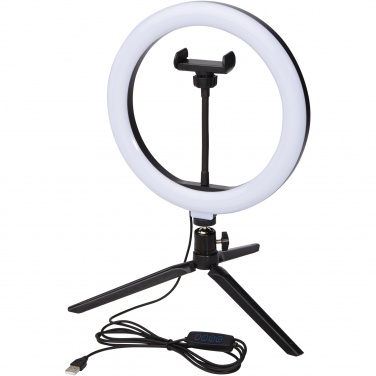 Logo trade promotional products image of: Studio ring light for selfies and vlogging with phone holder and tripod