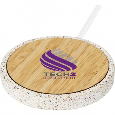Logo trade business gifts image of: Terrazzo 10W wireless bamboo charging pad