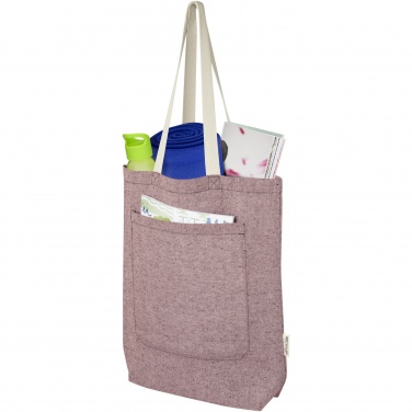 Logo trade promotional item photo of: Pheebs 150 g/m² recycled cotton tote bag with front pocket 9L