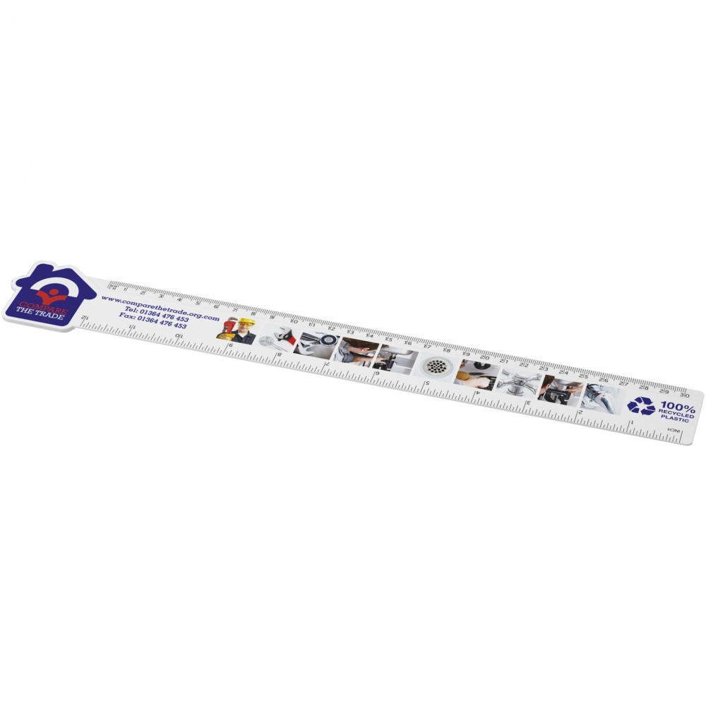 Logo trade advertising products picture of: Tait 30cm house-shaped recycled plastic ruler