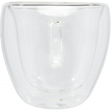 Logo trade promotional products image of: Manti 2-piece 100 ml double-wall glass cup with bamboo coaster 