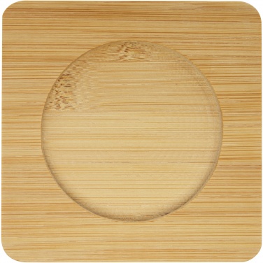 Logo trade promotional product photo of: Manti 2-piece 350 ml double-wall glass cup with bamboo coaster 