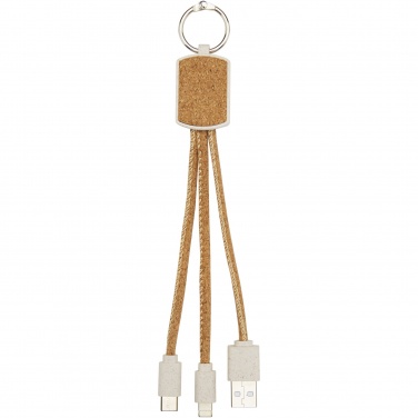 Logotrade promotional giveaways photo of: Bates wheat straw and cork 3-in-1 charging cable