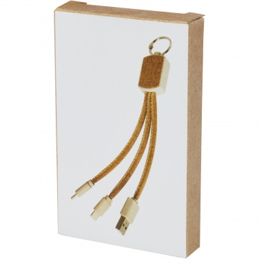 Logotrade promotional gift picture of: Bates wheat straw and cork 3-in-1 charging cable