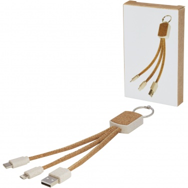 Logo trade promotional giveaways picture of: Bates wheat straw and cork 3-in-1 charging cable