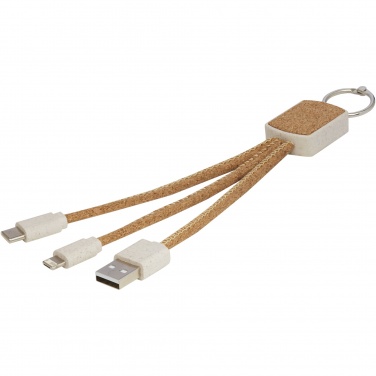 Logotrade advertising products photo of: Bates wheat straw and cork 3-in-1 charging cable